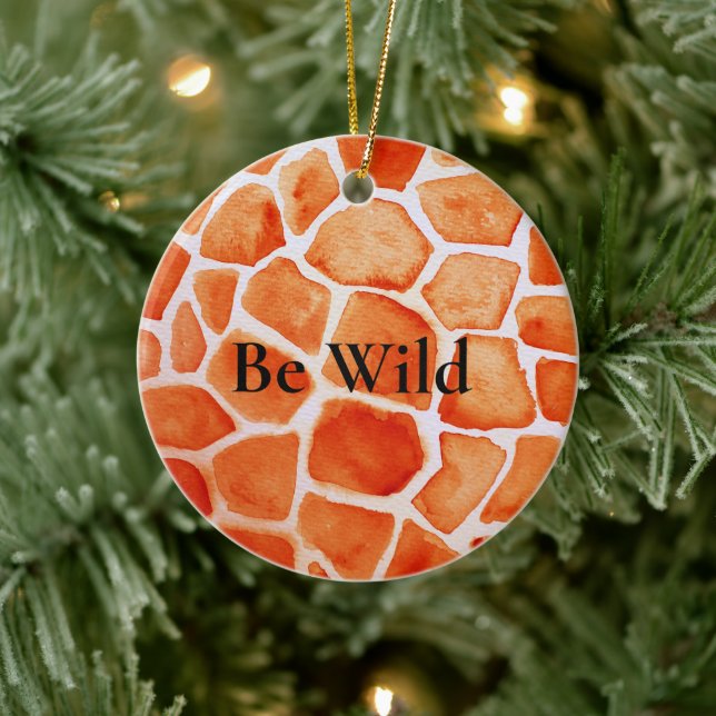 Orange Giraffe Animal Print Keramik Ornament (Baum)