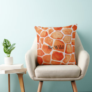 Orange Giraffe Animal Print Kissen