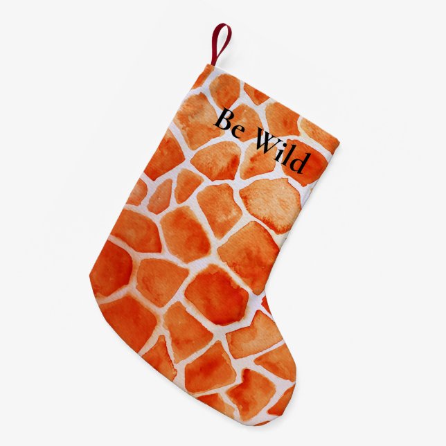 Orange Giraffe Animal Print Kleiner Weihnachtsstrumpf (Vorderansicht (hängend))