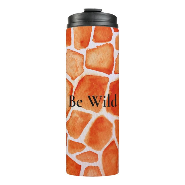 Orange Giraffe Animal Print Thermosbecher (Vorderseite)