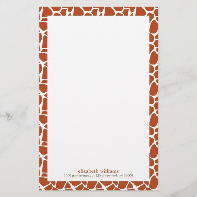 Orange Giraffe Muster Briefpapier (Vorderseite)