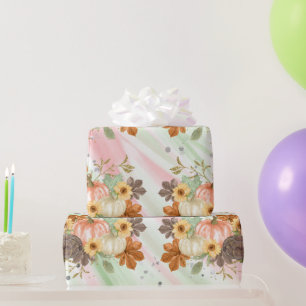 Orange Glittery Pumpkins auf rosa und grünem Glitz Geschenkpapier