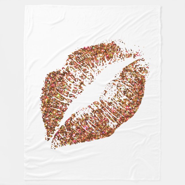 Orange Glitzer Lips #4 Fleecedecke (Vorderseite)