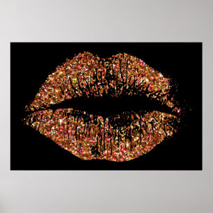 Orange Glitzer Lips Poster