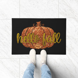 Orange Glitzer Pumpkin Hello Fall Doormat Fußmatte