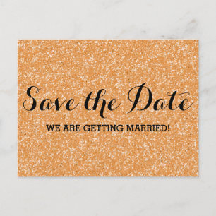 Orange Glitzer Save the Date Postkarte