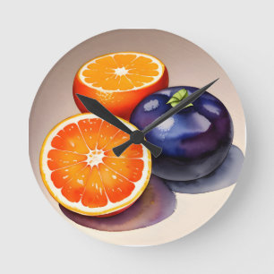 Orange Glow Watercolor Runde Wanduhr