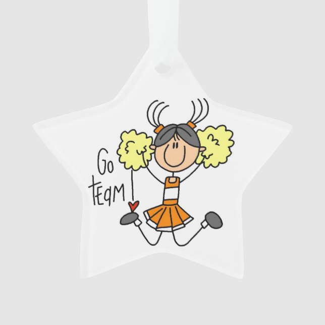 Orange Go Team Cheerleader Acrylic Ornament (Vorderseite)