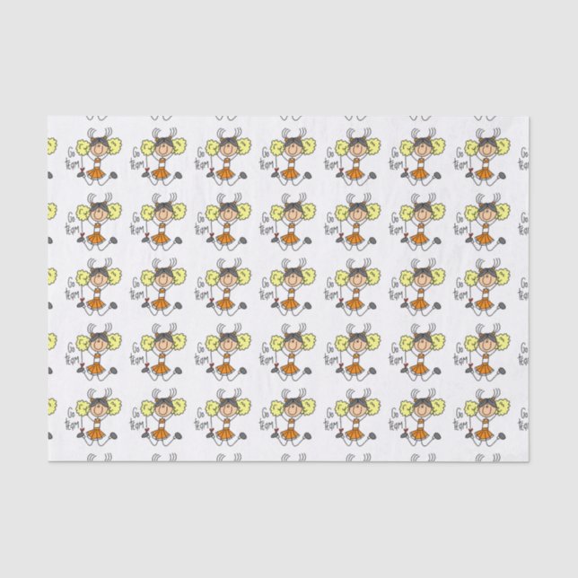Orange Go Team Cheerleader Tissue Paper Seidenpapier (Vorderseite)