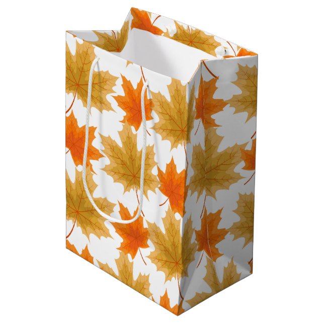 ORANGE & GOLD AUTUMNSTÜCKE MITTLERE GESCHENKTÜTE (Vorderseite Schrägansicht)