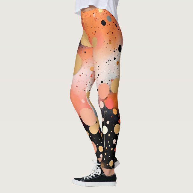 Orange Gold Black Party Print Leggings (Links)