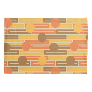 Orange, Gold, Braune Rechtecke und Kreise Kissenbezug