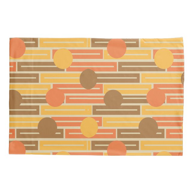 Orange, Gold, braune Rechtecke und Kreise Kissenbezug (Rückseite)