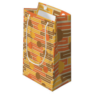 Orange, Gold, braune Rechtecke und Kreise Kleine Geschenktüte