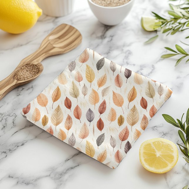 Orange Gold Brown Watercolor Muster Herbstleaves Geschirrtuch (Von Creator hochgeladen)