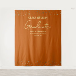 Orange Gold Class 2024 Backdrop Abschluss Wandteppich