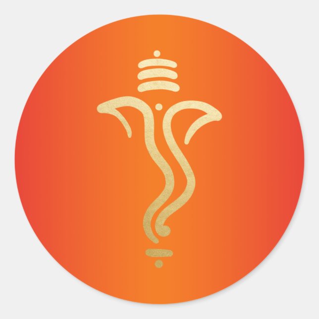 Orange Gold Festive Ganesh - Indischer Gott Runder Aufkleber (Vorderseite)