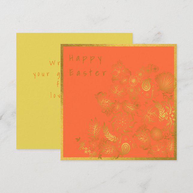 Orange Gold Floral Oaster Card (Vorne/Hinten)