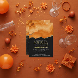 Orange Gold Glitter Watercolor Einladung
