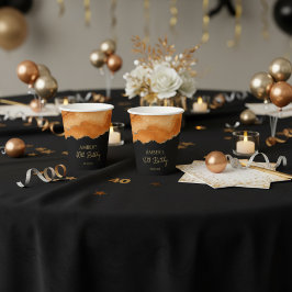 Orange Gold Glitter Watercolor Marble Pappbecher