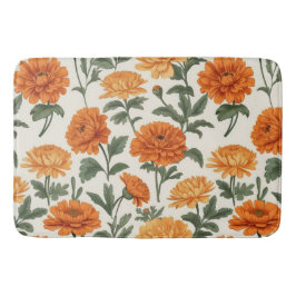 Orange Gold Herbst Marigold Chrysanthemas Muster Badematte