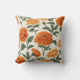 Orange Gold Herbst Marigolds Foliage Muster Kissen