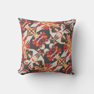 Orange Gold Holzkohle Beige Diagonal Batik-ähnlich Kissen