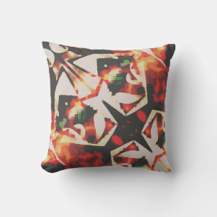 Orange Gold Holzkohle Beige Diagonales Batik Desig Kissen