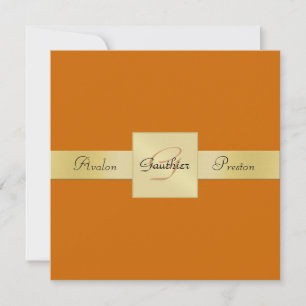Orange Gold Metal Monogramm formale Einladung