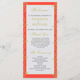 Orange Gold Pattern Wedding Program im indischen S Programm