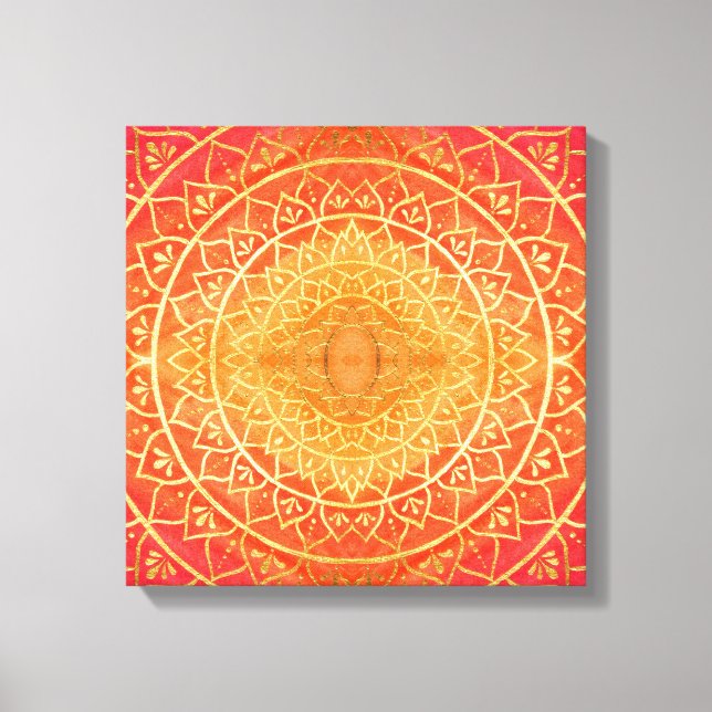 Orange Gold Red Mandala Muster Leinwanddruck (Vorderseite)