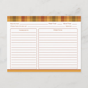 Orange Gold Rust Country Karos Empfehlungskarten Postkarte