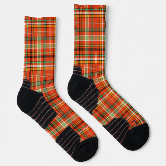 Orange Gold und Schatten grüner Herbstfarben Socken (Rechts)