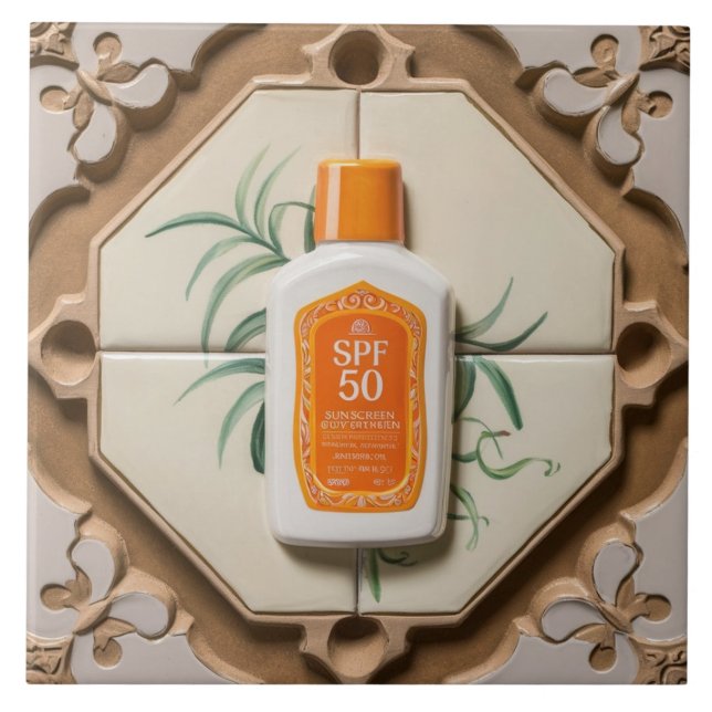 Orange Gold White SPF 50 Sonnenschutzmittel Schöne Fliese (Vorderseite)
