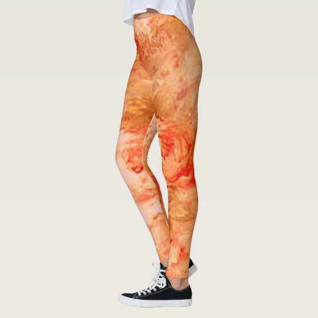 Orange Golden Floral Leggings Roses (Gauche)