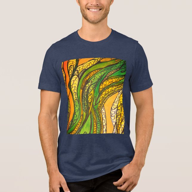 "Orange Golden Green Silk Harvest" der Männer Tri-Blend Shirt (Vorderseite)