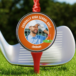 Orange Golfer Photo Custom Golf Team Christmas Ornament Aus Metall