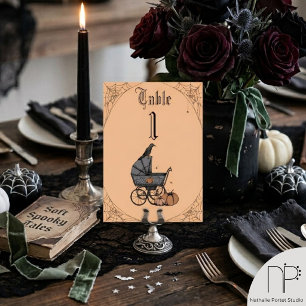 Orange Gothic Baby Dusche Tischnummer