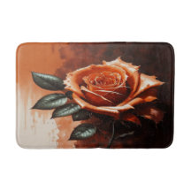 Orange Gothic Rose Bath Mat