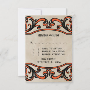 Orange Gothic Wirbel Response Card RSVP Karte