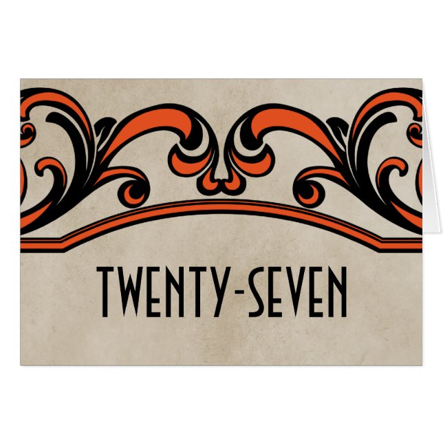 Orange Gothic Wirbel Tischnummer Card (Vorderseite (Horizontal))