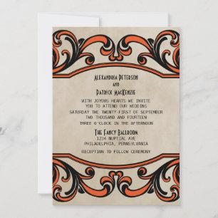 Orange Gothic Wirbel Wedding Invite Einladung