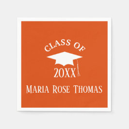 Orange Grad Cap & Blätter Paper Napkins Serviette