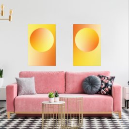 Orange Gradient Circle Vignette Abstract Design Bilderwand Sets