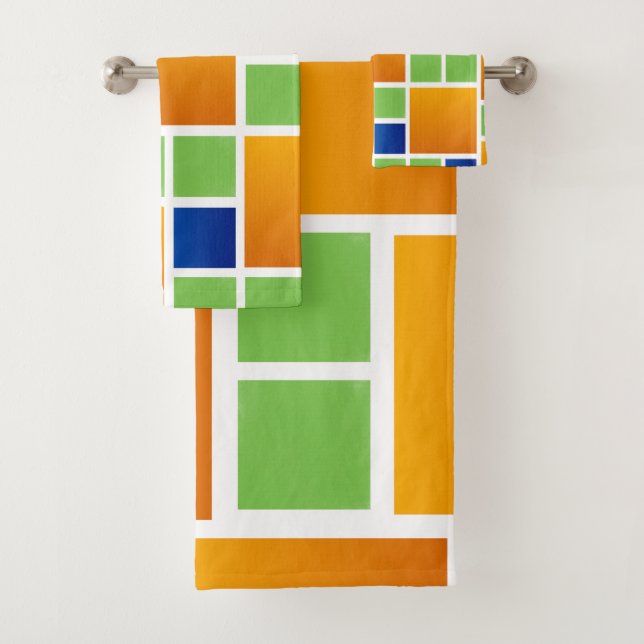 Orange Gradient Squares Badhandtuch Set (Insitu)