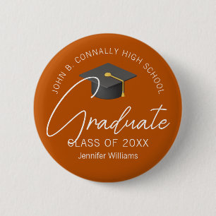 Orange Graduate Custom 2025 Graduation Party Button