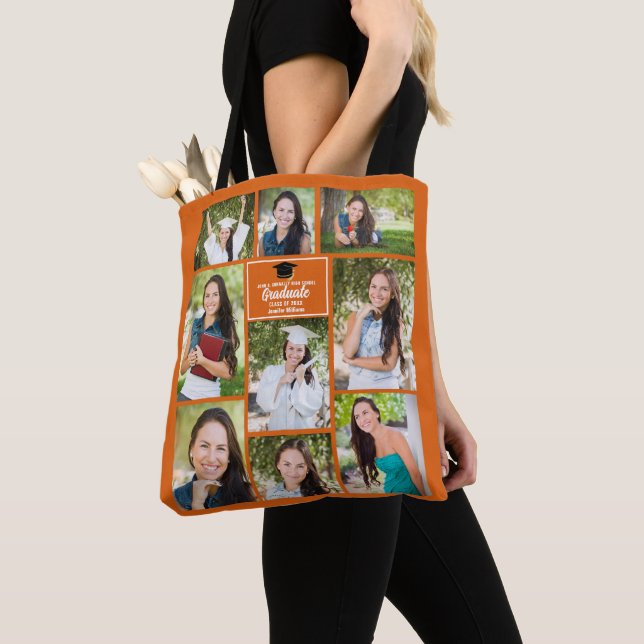 Orange Graduate Foto Collage Abschluss Geschenk Tasche (Von Nahem)