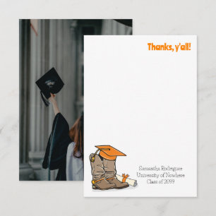 Orange Graduation Cap and Cowboy Boot Dankeskarte