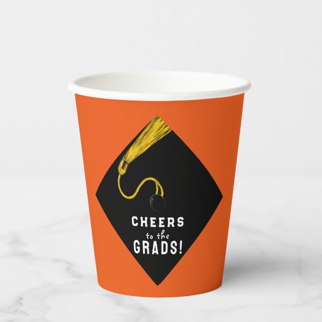 Orange Graduation Party Pappbecher (Vorderseite)