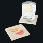 Orange & Grapefruit Citrus Stone Coaster Steinuntersetzer<br><div class="desc">Stone coaster featuring a pair of bright citrus slices in a clean modern style. The fresh fruit design adds a cheerful pop of color while keeping a simple and balanced look. A practical and decorative piece for coffee tables, desks, and kitchen spaces. The citrus design pairs well with summer drinks,...</div>
